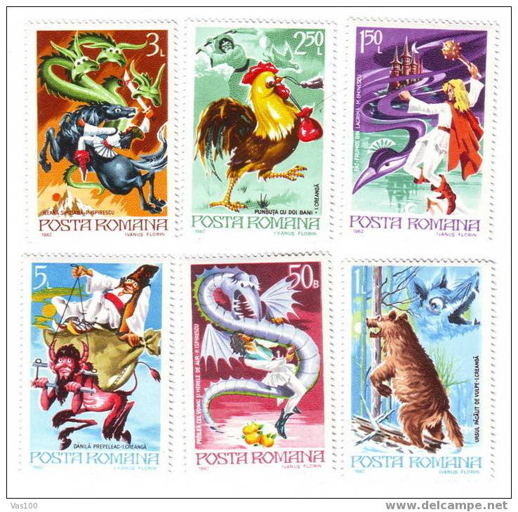 ROMANIA 1982, FABLES ET CONTES FOLKLORIQUES  USED  FULL SET - Verhalen, Fabels En Legenden