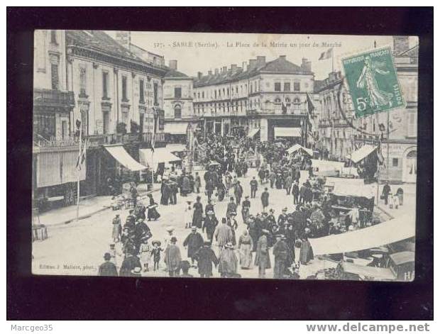 005597 Sablé La Place De La Mairie Un Jour De Marché édit.malicot N°527 Belle Carte Animée - Sable Sur Sarthe