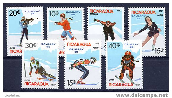 NICARAGUA 1984, J.O. CALGARY, 7 Valeurs, Neufs / Mint. R292 - Inverno1988: Calgary