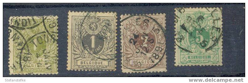 Belgie Ocb Nr : 42 - 45 Gestempeld (zie Scan) Lot 12 - 1869-1888 Lion Couché