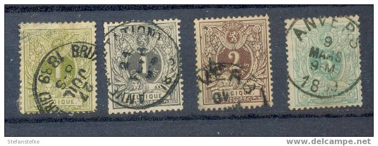 Belgie Ocb Nr : 42 - 45 Gestempeld (zie Scan) Lot 14 - 1869-1888 Lion Couché