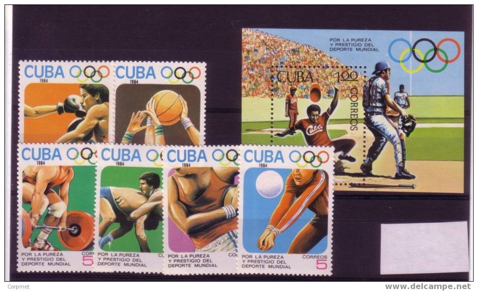 CUBA VF 1984 OLYMPIC GAMES Yvert # 2559/64 + Souvenir Sheet # 83 (Beisball) - Not Priced At Scott - Value Euros 9.00 - Summer 1984: Los Angeles