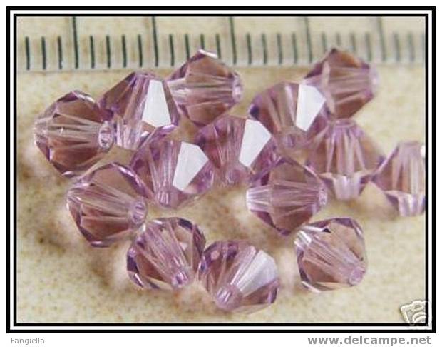 Lot De 10 Toupies Swarovski 5 Mm Light Amethyst - Perles En Cristal Véritable - Perles