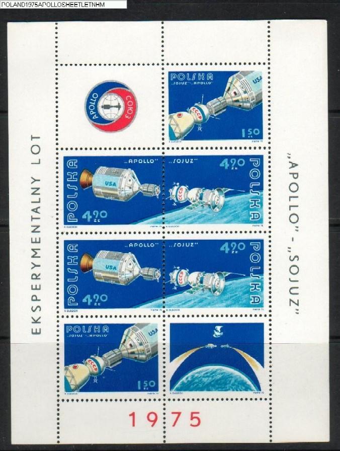 POLAND 1975 APOLLO SOJUZ SPACE FLIGHT SHEETLET NHM USA Russia ZSSR USSR Earth Cosmos - Blocchi E Foglietti