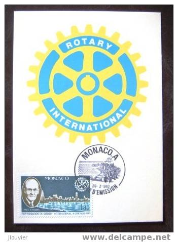Carte Maximum - Monaco - 75è Anniversaire De La Fondation Du Rotary International à Chicago - Maximumkaarten