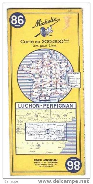 MICHELIN N° 86 Carte De 1968 LUCHON - PERPIGNAN - Cartes Routières