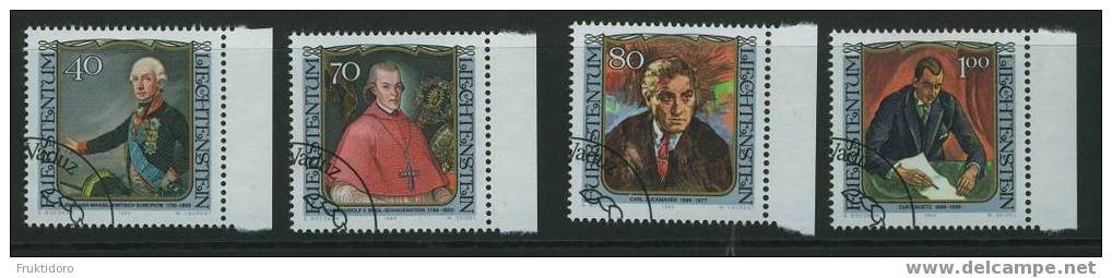 Liechtenstein Mi 839-842 (1984) Suworow - Goetz - Carl Zuckmayer - Karl Rudolf V. Buol-Schauenstein - Usados