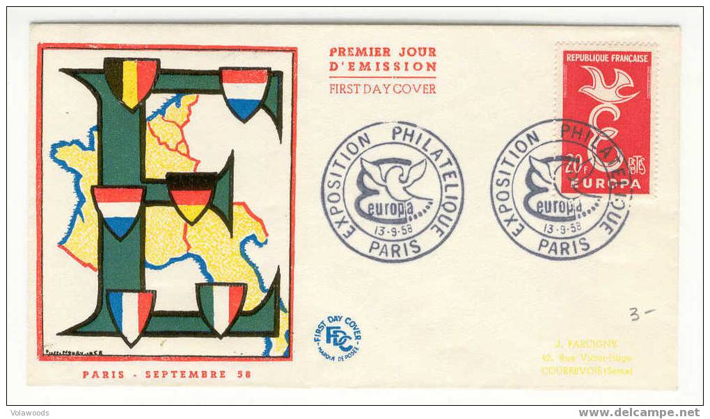 Francia - Busta Fdc Europa 1958 - 1958