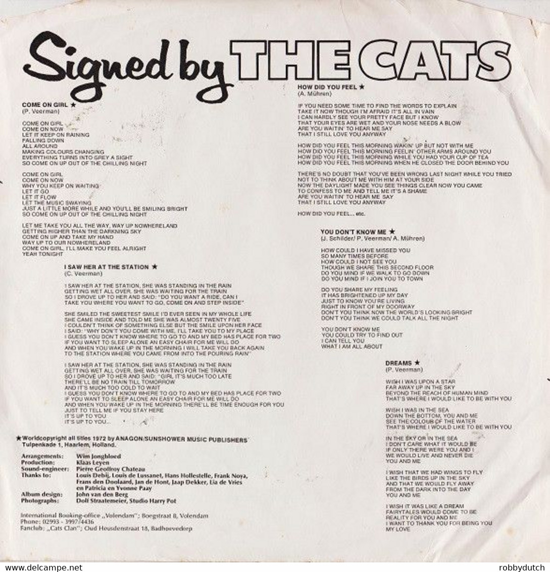 * LP * THE CATS - SIGNED BY THE CATS (Holland 1972 Ex-!!!) - Disco & Pop