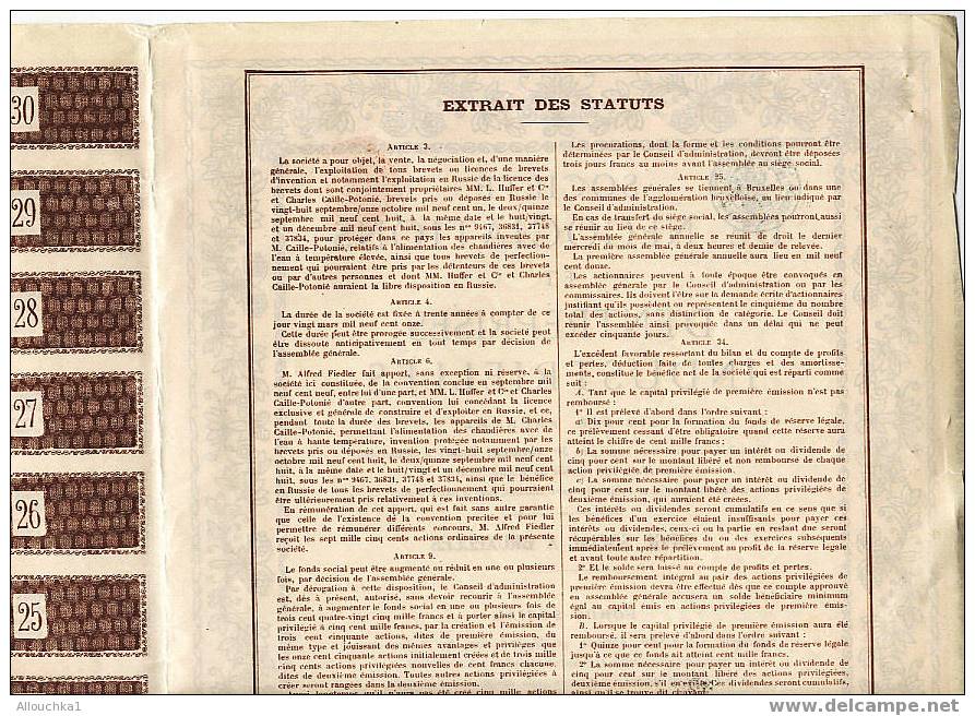 SCRIPOPHILIE COLLECTIONNEURS(1)ACTION ORDINAIRE PORTEUR/SOCIETE NEGOCIATIONS & ENTREPRISES INDUSTRIELLES N°00..BRUXELLES - Industrial