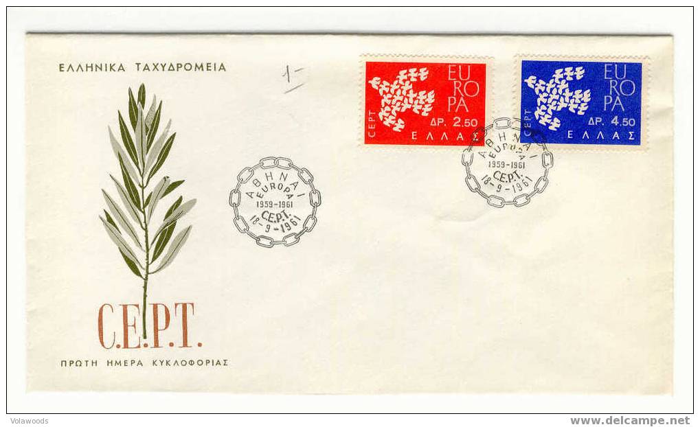 Grecia - Busta Fdc Europa CEPT 1961 - 1961