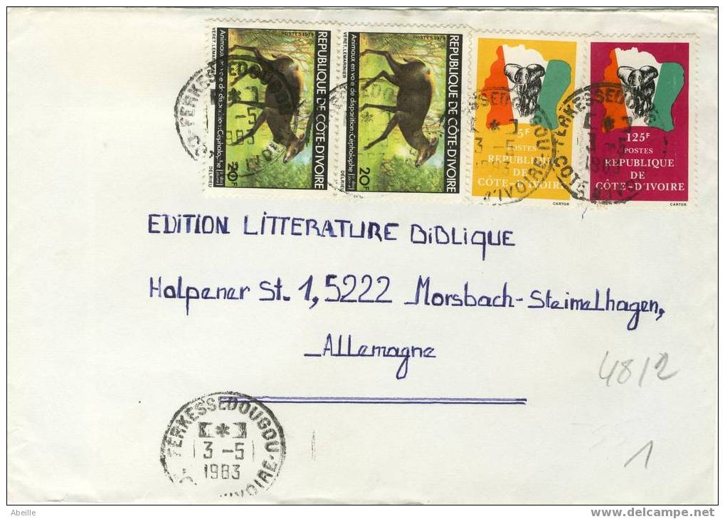 4812 LETTRE  COTE IVIORE - Elefanten