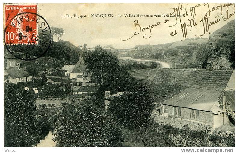 MARQUISE    -   La Vallée Heureuse Vers Le Haut Banc    (Carte Noir Et Blanc Ayant Voyagé En 1910) - Marquise