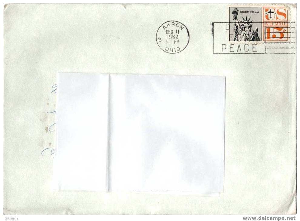 Stati Uniti  - Lettera  Air Mail Per L´Italia Con 1v. 1962 - Brieven En Documenten