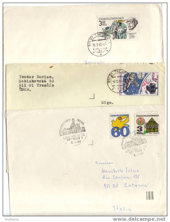 Cecoslovacchia - 3  Lettere  Viaggiate Per L'Italia Con  F.lli Commemorativi - Collections, Lots & Series