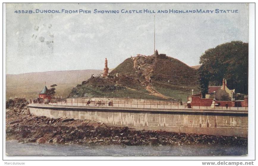 Dunoon. From Pier Showing Castle Hill And Highland Mary Statue. - Argyllshire