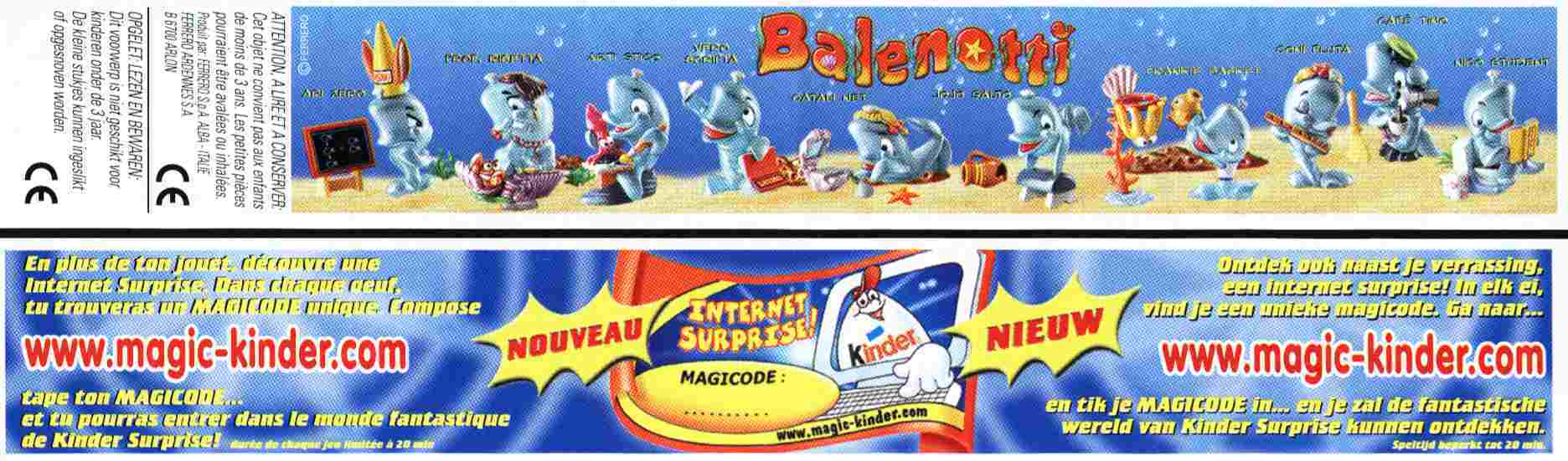 KINDER EU 2002 BALLENOTTI CONI FLUTA  + BPZ FR NL - MonoBlocks