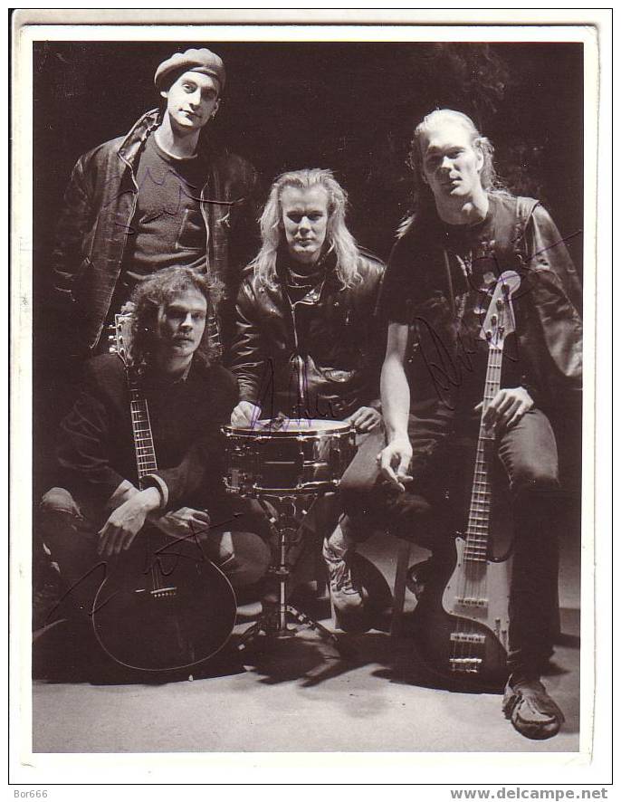 SUOMI / FINLAND Rock Group " Sir Elwoodin Hiljaiset Värit " - ORIGINAL AUTOGRAPHED PHOTO 1991 - Autógrafos