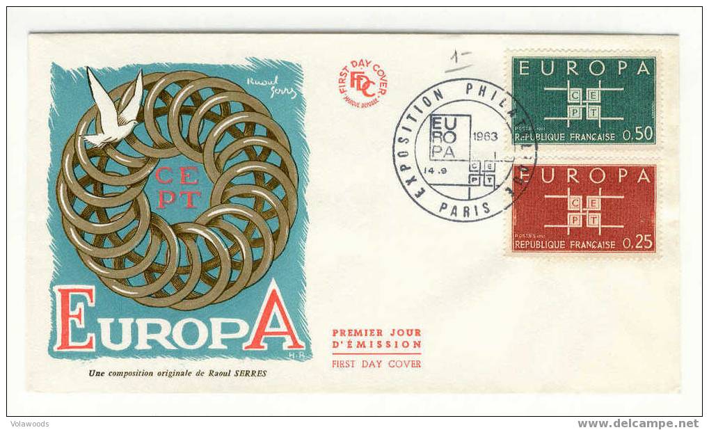 Francia - Busta Fdc Europa CEPT 1963 - 1963