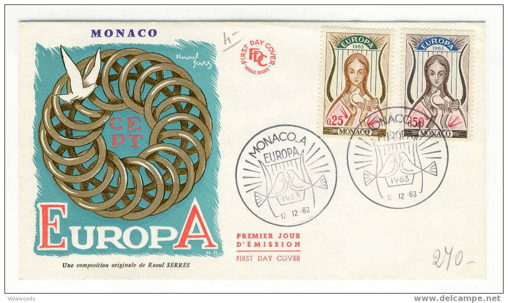 Monaco - Busta Fdc Europa CEPT 1963 - 1963