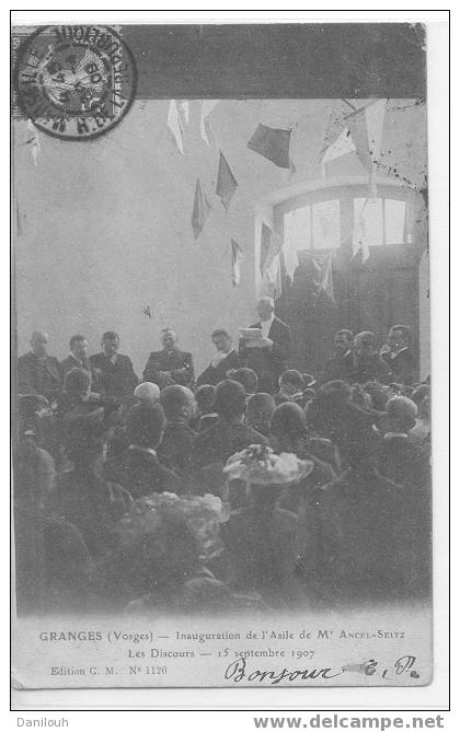 88 // VOSGES // GRANGES / Inauguration De L'Asile De Mr Ancel Seits, Le Discours Le 15 9 1907 / ANIMEE / Ed C.M. - Granges Sur Vologne