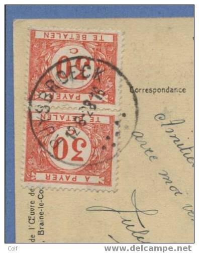 193 Op Kaart Met Mekanische Stempel BRUSSEL Op 12/6/1928, Getaxeerd Met TX35 Met Cirkelstempel RUYSBROECK - 1922-1927 Houyoux