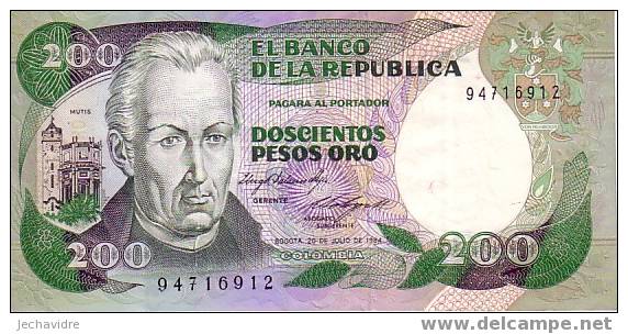 COLOMBIE    200 Pesos Oro Daté Du 20-06-1984   Pick 429a     ***** QUALITE  VF ++ ***** - Kolumbien