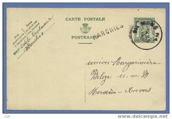 Entier Met Naamstempel HARCHIES - 1935-1949 Small Seal Of The State