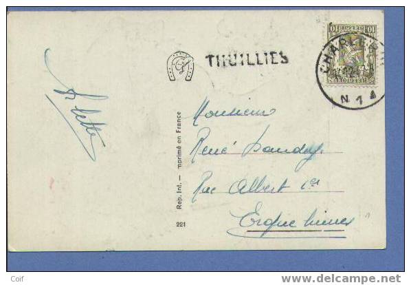 420 Op Kaart Met Naamstempel THUILLIES - 1935-1949 Small Seal Of The State