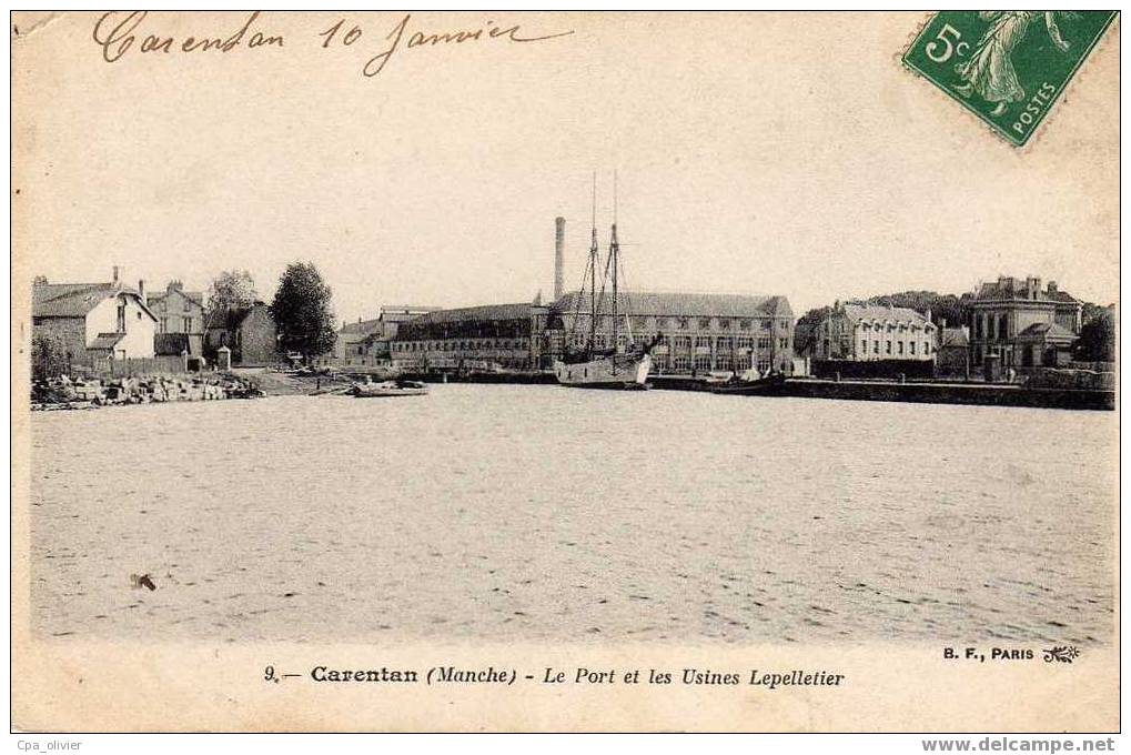 50 CARENTAN Port, Usines Lepelletier, Vue Générale, Ed BF 9, 1909 - Carentan