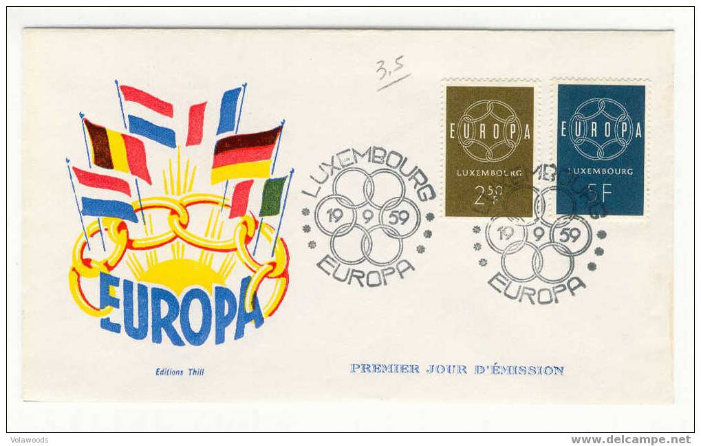 Lussemburgo - Busta Fdc Europa 1959 - 1959