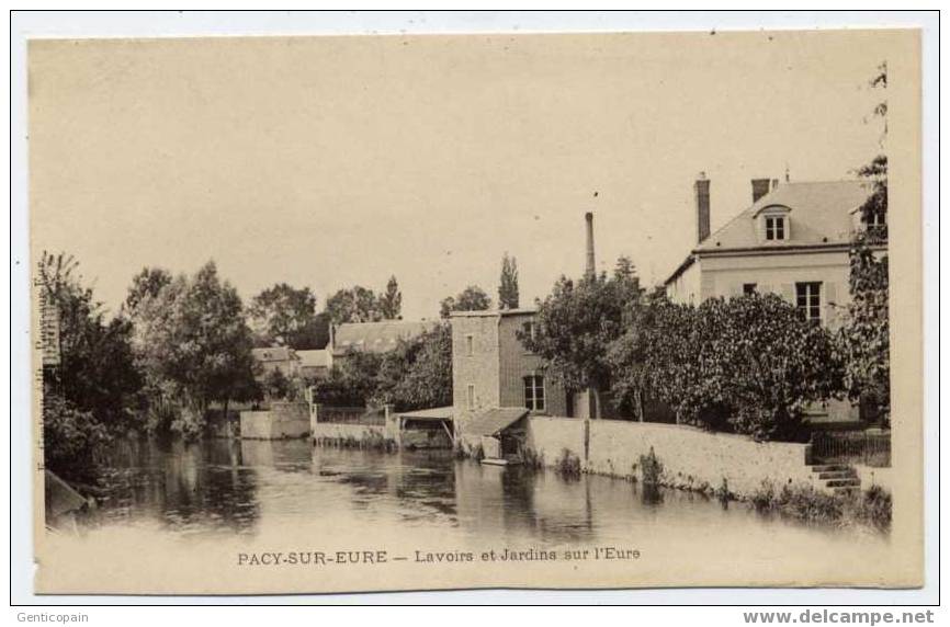 H33 - PACY-sur-EURE - LAVOIRS Et Jardins Sur L'Eure (Jolie Carte Dos Non Divisé) - Pacy-sur-Eure