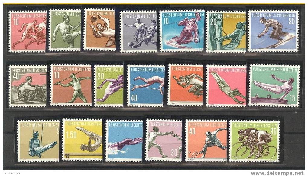 LIECHTENSTEIN, 5 COMPLETE SETS SPORTS 1950s NEVER HINGED **! - Collections