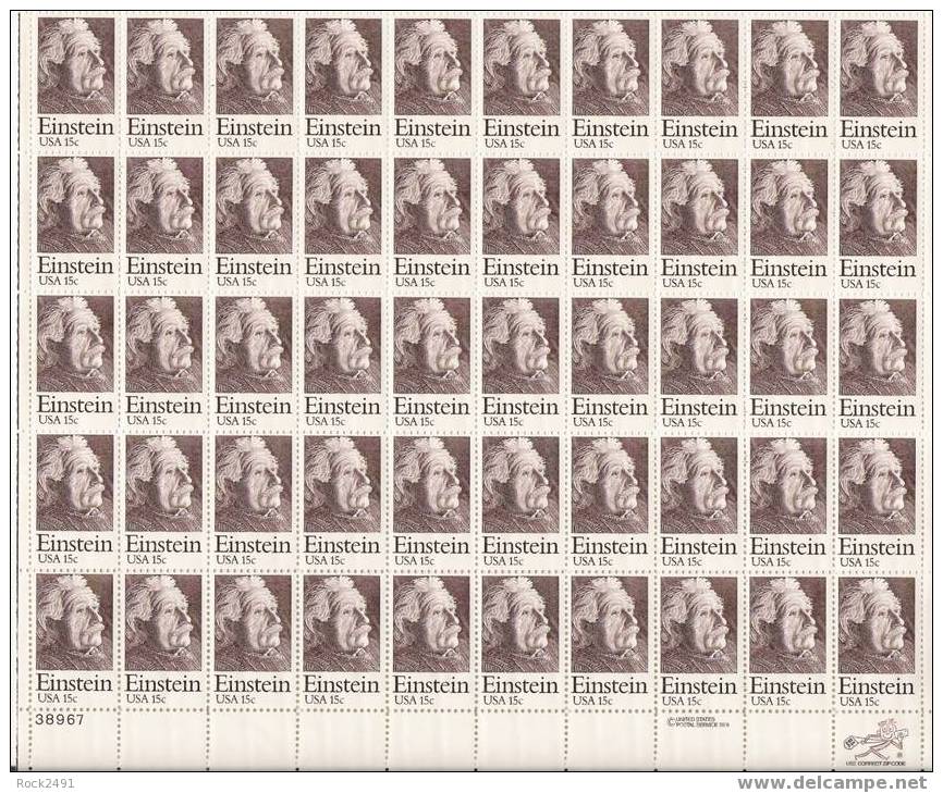 US Scott 1774 - Sheet Of 50 - Albert Einstein 15 Cent ** MINT - Volledige Vellen