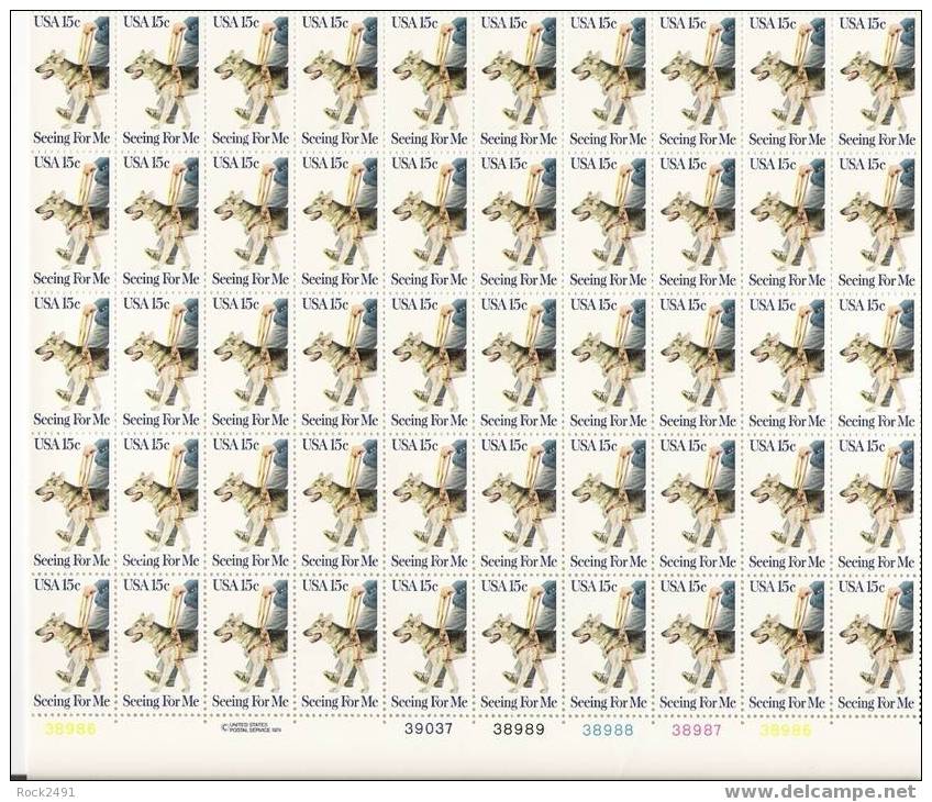 US Scott 1787 - Sheet Of 50 - Seeing Eye Dogs 15 Cent ** MINT - Hojas Completas