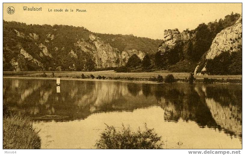 WAULSORT. 2. C.P.A. VUE GENERALE .  ET LE COUDE DE LA MEUSE - Hastière