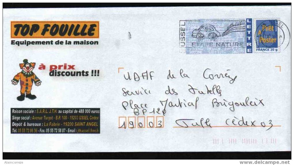 Entier Postal PAP Repiqué Corrèze Saint Angel Top Fouille Equipement De La Maison à Prix Discounts Clown - Prêts-à-poster: Repiquages Privés