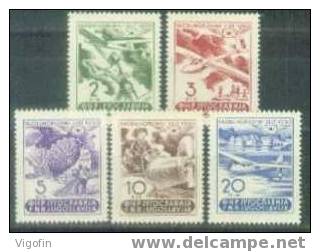 YU 1950 AIRMAIL POST WEEK, YUGOSLAVIA, Michel # 611-5, 5v, MNH - Parachutisme