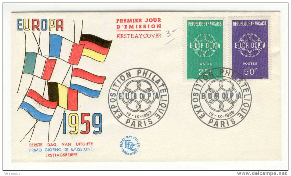 Francia - Busta Fdc Europa 1959 - 1959
