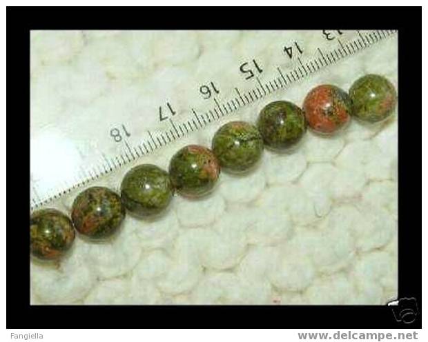 2 Perles En Véritable Unakite 10mm - Perles