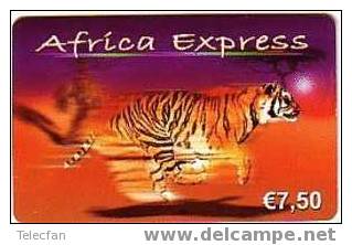 FRANCE PREPAID AFRICA EXPRESS TIGRE TIGER SUPERBE RARE - Jungle