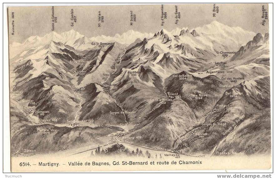 B2108 - MARTIGNY - Vallée De Bagnes, Gd St-Bernard Et Route De Chamonix - Bagnes