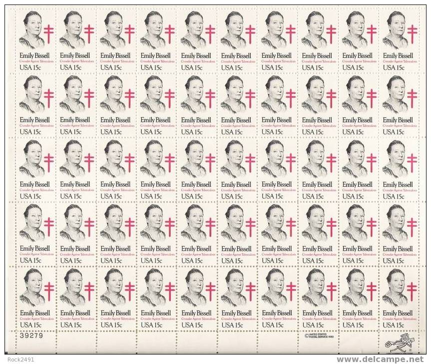 US Scott 1823 - Sheet Of 50 - Emily Bissell 15 Cent ** MINT - Hojas Completas