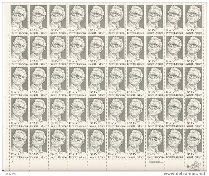 US Scott 1874 - Sheet Of 50 - Everett Dirksen 15 Cent ** MINT - Feuilles Complètes