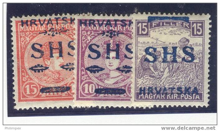 JUGOSLAVIA, 3 GOOD STAMP 1918 LIGHT HINGED *! - Unused Stamps