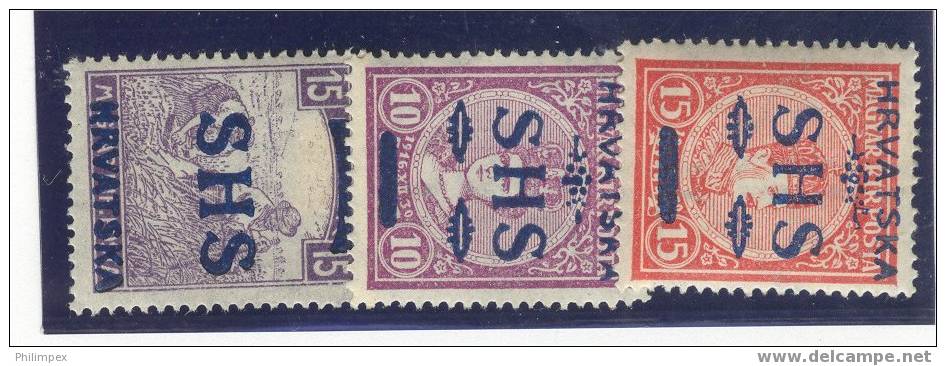 JUGOSLAVIA, 3 GOOD STAMP 1918 LIGHT HINGED *! - Unused Stamps