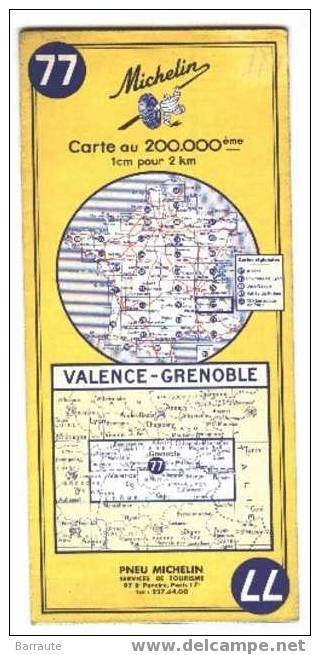 MICHELIN N° 77 Carte De 1967 VALENCE-GRENOBLE - Autres & Non Classés