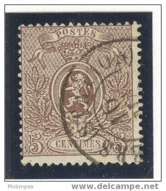 BELGIUM 5 CENTIMES 1866, VERY FINE USED STAMP - 1866-1867 Coat Of Arms