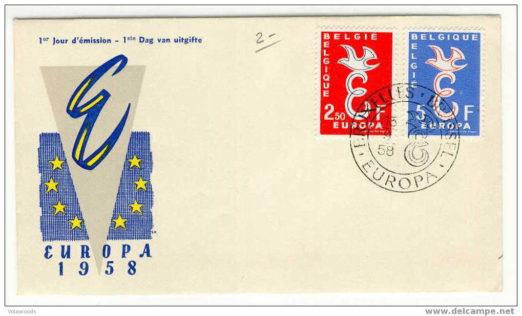 Belgio - Busta Fdc Europa 1958 - 1958