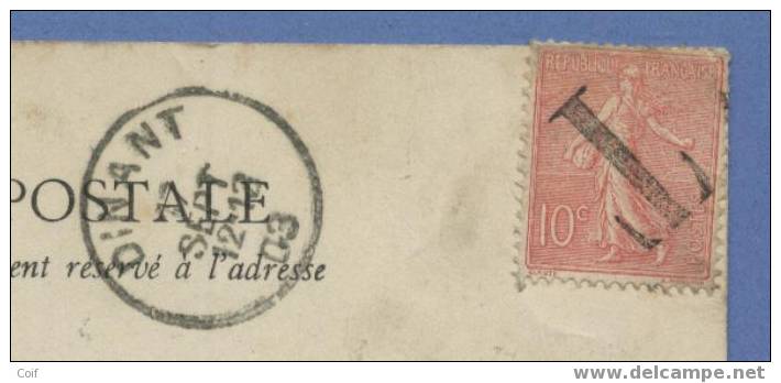 129(France) Op Kaart Ontwaard Door De \"T\" Stempel (Taxe) Te DINANT - Lettres & Documents